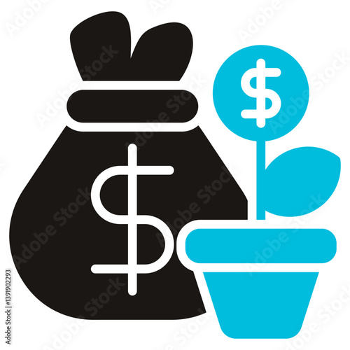 Investment Glyph Blue Grey Icon