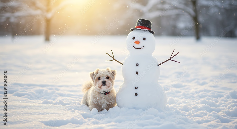 Fototapeta premium Winter's First Friend AI Generated