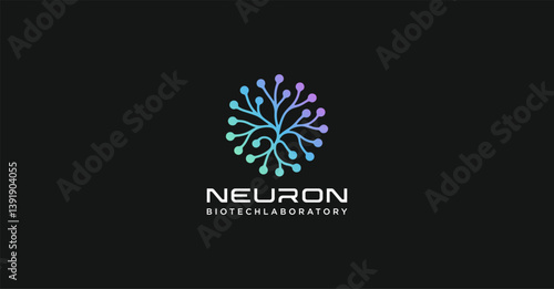 Circular nerve cell bio technology molecule logo
