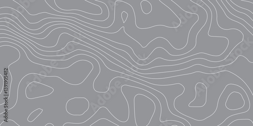 Abstract Black and White Wave Topographic Map Contour with Landscape Terrain Texture Grid for Use in Digital Design, Geospatial Mapping, and Modern Cartography Projects