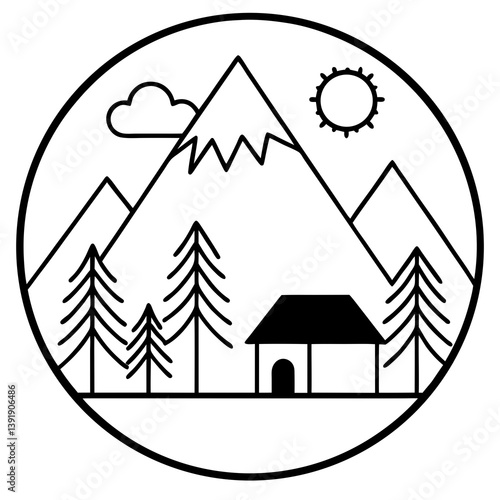 Stylish outdoor photoshoot vector with AI line art design on white background, print-ready.