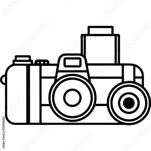 Photography Gear Vector | Generative AI Line Art Design on White Background