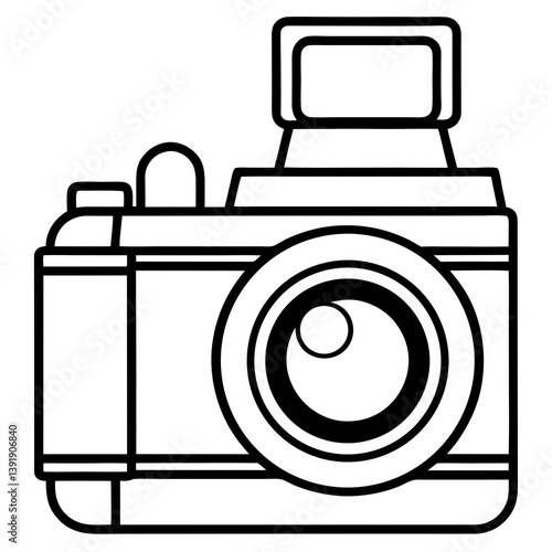 Photography Gear Vector | Generative AI Line Art Design on White Background