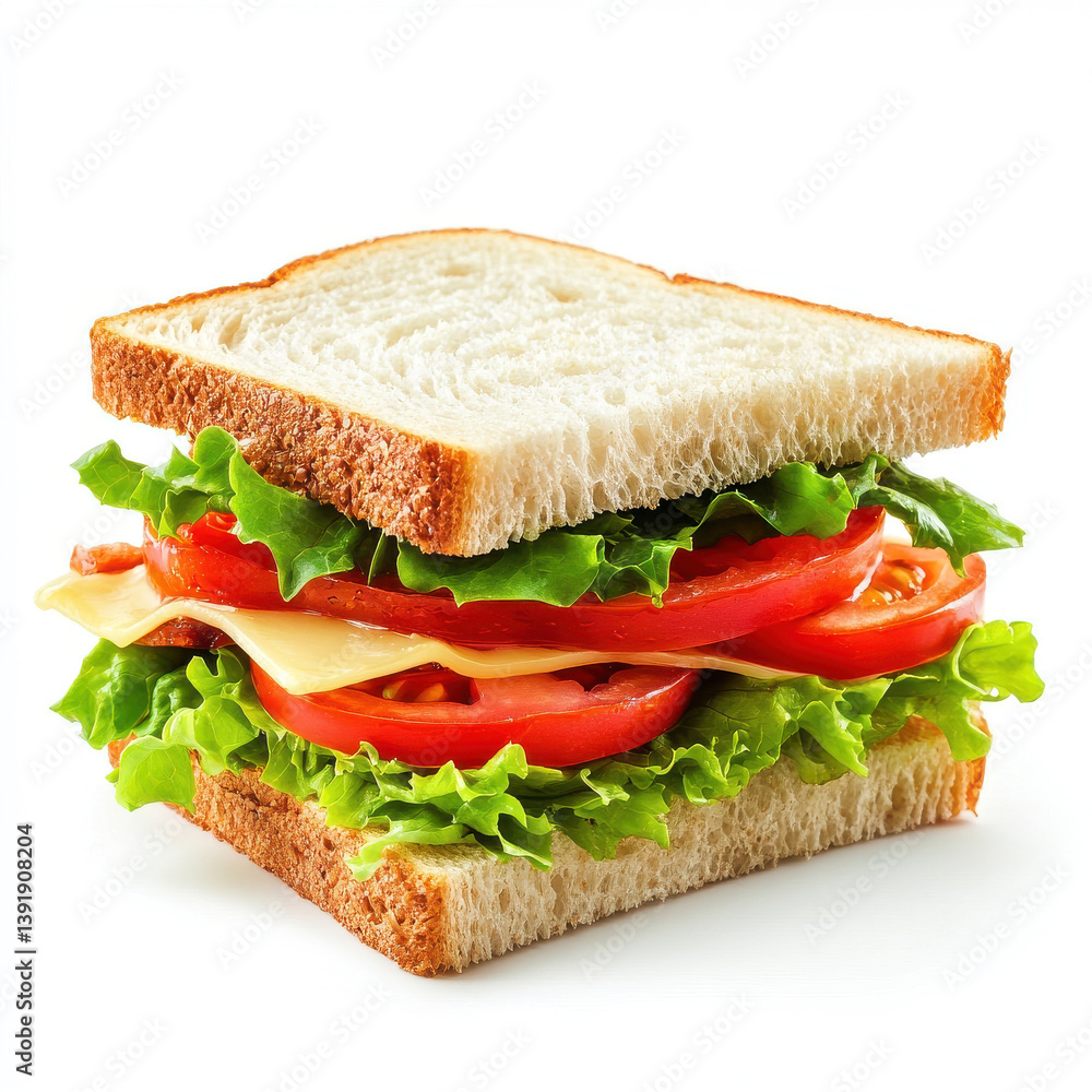 A mouthwatering sandwich filled with cheese, juicy tomatoes, and crisp lettuce. The fresh bread and vibrant colors make it a perfect lunchtime treat. A mouthwatering sandwich filled with cheese, juicy tomatoes, and crisp lettuce. The fresh bread and vibrant colors make it a perfect lunchtime treat.