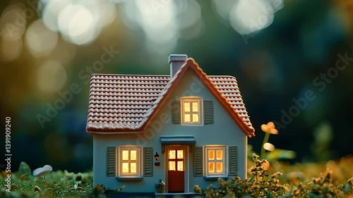 Wallpaper Mural Miniature house in the foreground. Miniature of a shabby wooden table in a small room. Signature of a signature of immobilier crédit. A small house in the lifestyle front. Torontodigital.ca