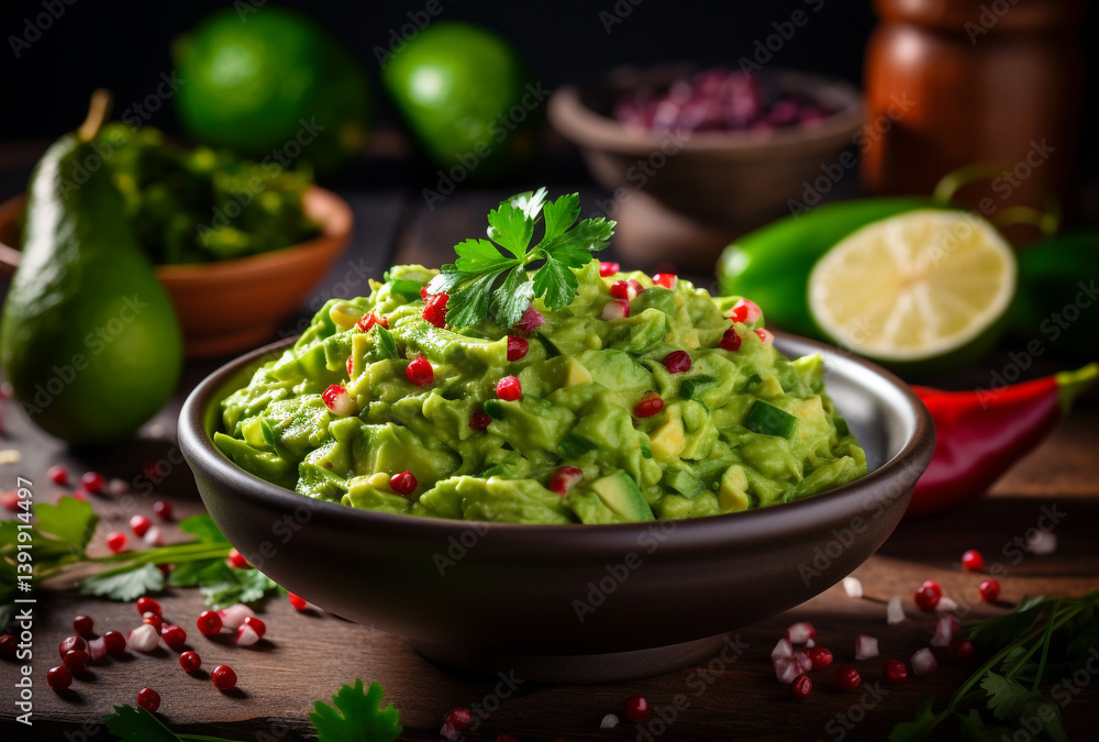 Fresh Avocado Dip in Bowl – Overhead View Fresh Avocado Dip in Bowl – Overhead View