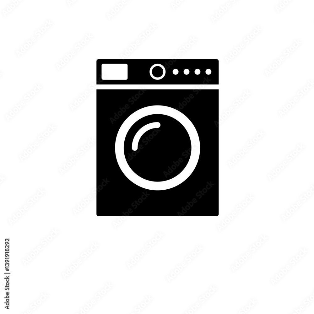 Washing Machine, Automatic Electric Washer Solid Flat Vector Icon Isolated on White Background. Washing Machine, Automatic Electric Washer Solid Flat Vector Icon Isolated on White Background.