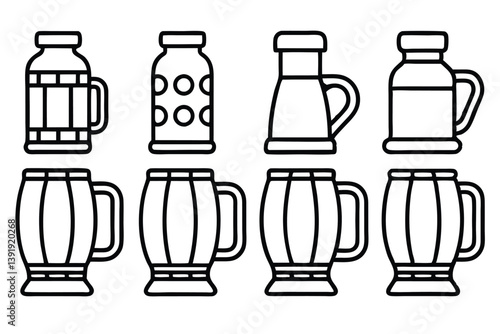 Kvass Line Art Beverage Illustration for Artistic Design and Printing  