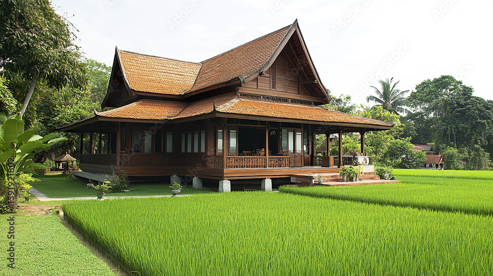 charming wooden Thai village house with steep roof charming wooden Thai village house with steep roof