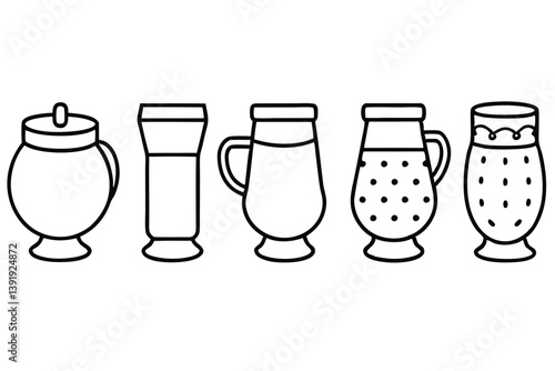 Kvass Line Art Beverage Illustration for Artistic Design and Printing  