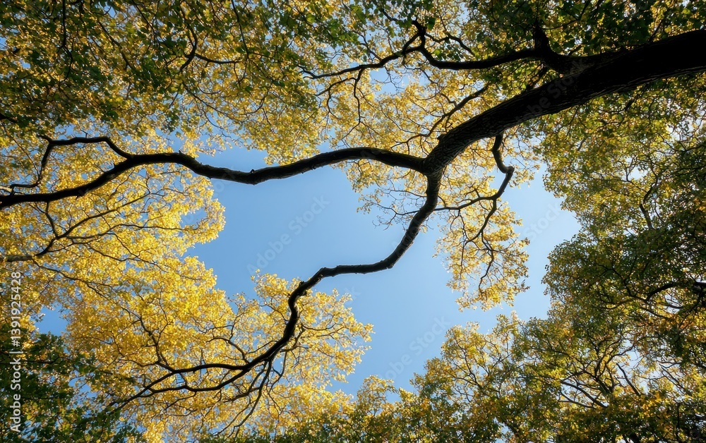 Autumn Tree Branches Against Blue Sky Autumn Tree Branches Against Blue Sky