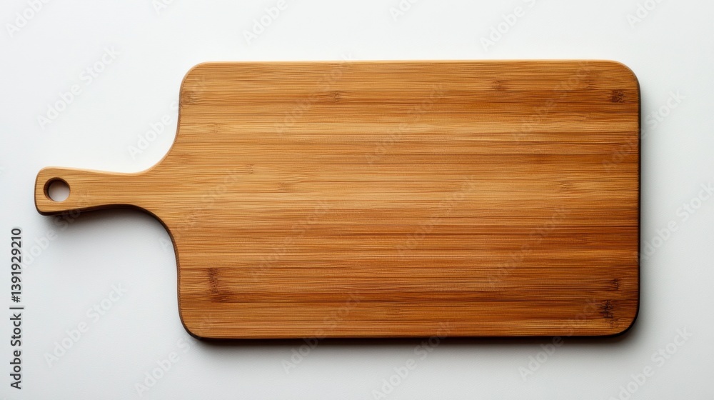 Rectangular bamboo cutting board with handle, isolated on white background. Rectangular bamboo cutting board with handle, isolated on white background.