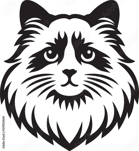 Black and White Ragdoll Cat Vector