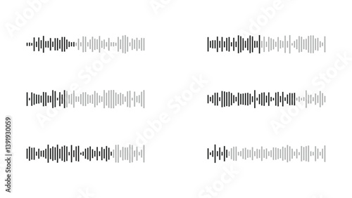 Abstract Set of Audio Waves and Sound Wave Patterns