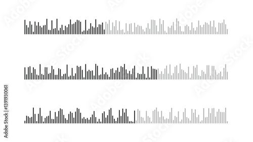 Abstract Set of Audio Waves and Sound Wave Patterns
