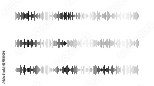 Abstract Set of Audio Waves and Sound Wave Patterns