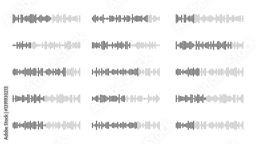 Abstract Set of Audio Waves and Sound Wave Patterns