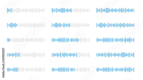 Abstract Set of Audio Waves and Sound Wave Patterns
