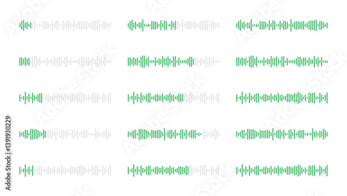 Abstract Set of Audio Waves and Sound Wave Patterns