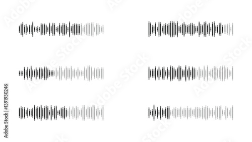 Abstract Set of Audio Waves and Sound Wave Patterns