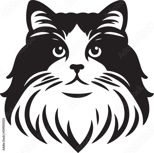 Black and White Ragdoll Cat Vector