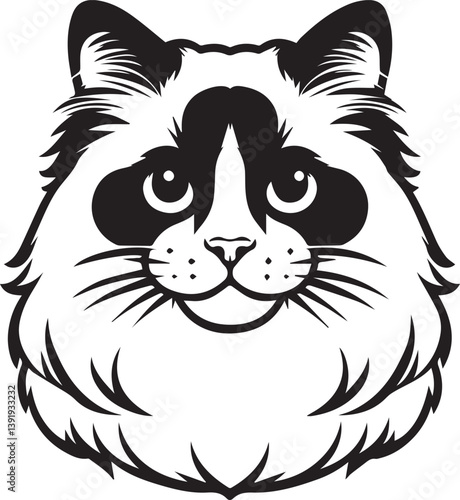 Black and White Ragdoll Cat Vector