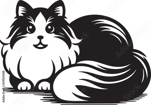 Black and White Ragdoll Cat Vector