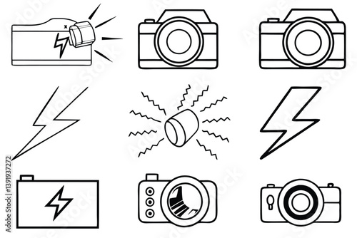 Photoelectric Effect Line Art Depicting Energy Absorption and Electron Emission.eps