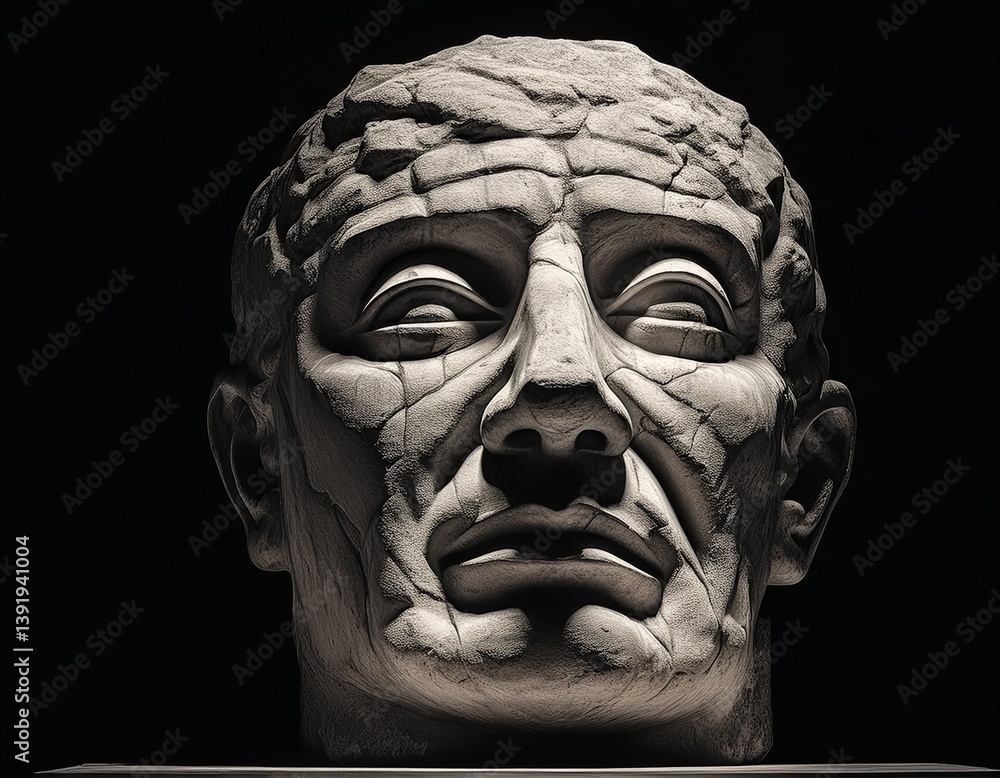 Obraz premium Stone Carved Head Statue