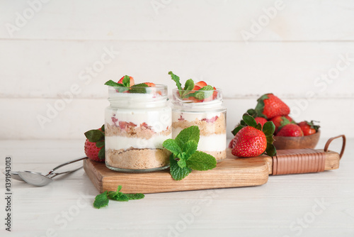 Jars with delicious strawbe...