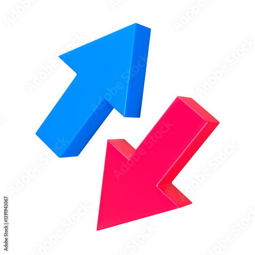 Free Download Diagonal up and down blue and red arrows isolated. Rise and fall concept. 3d rendering - GFXLoad