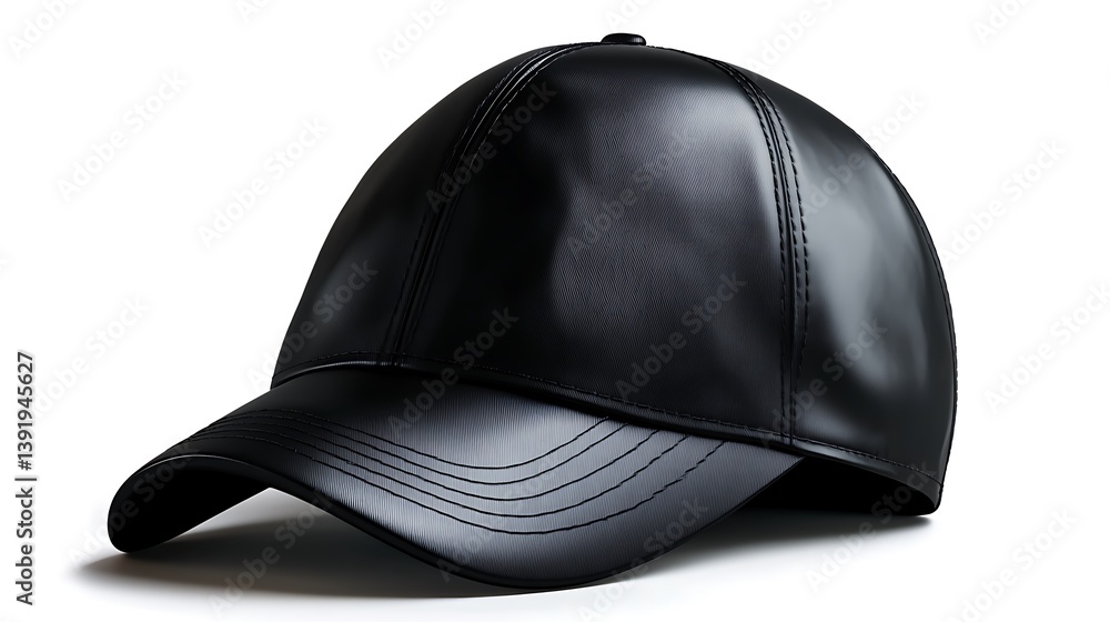 Stylish Black Leather Baseball Cap Mockup. Stylish Black Leather Baseball Cap Mockup.