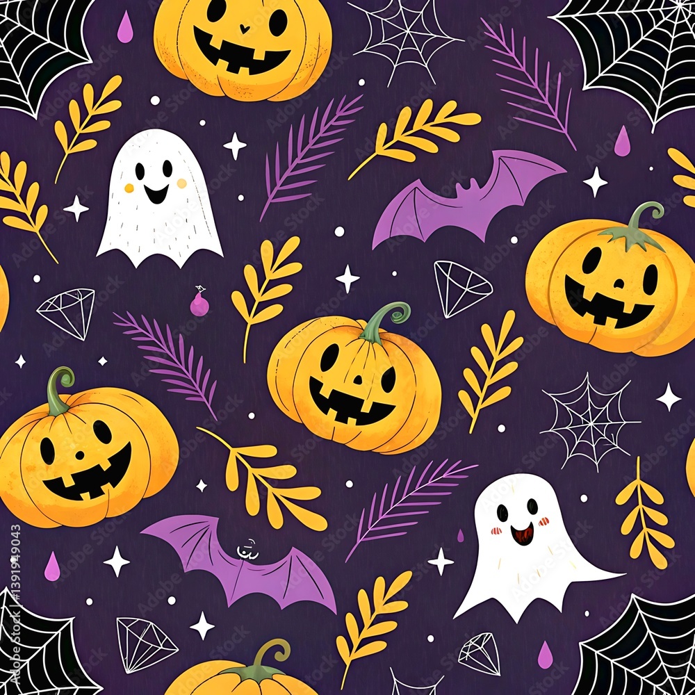 Cute Halloween Pumpkin Ghost Bat Pattern Design Festive October Holiday Background art web fun dark Cute Halloween Pumpkin Ghost Bat Pattern Design Festive October Holiday Background art web fun dark