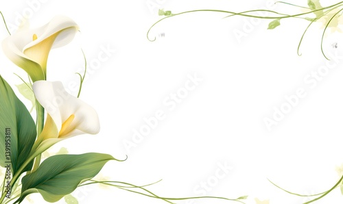 calla lily illustrated border, Generative AI