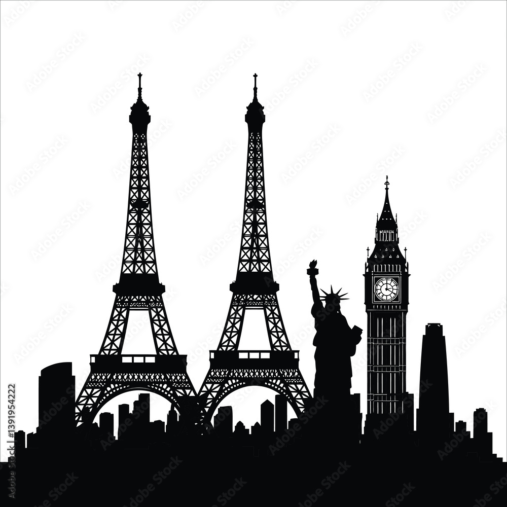Obraz premium City Silhouette, Urban Silhouette, City Skyline Art, City Outline SVG, Skyline Clipart, City Vector, Cityscape Silhouette, City Drawing, Cityscape Outline, Modern City Art, City Silhouette SVG, Citysc