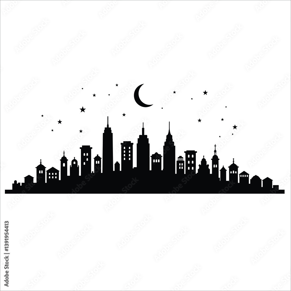 Fototapeta premium City Silhouette, Urban Silhouette, City Skyline Art, City Outline SVG, Skyline Clipart, City Vector, Cityscape Silhouette, City Drawing, Cityscape Outline, Modern City Art, City Silhouette SVG, Citysc