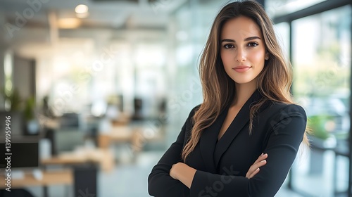 professional business woman portrait in a modern office standing with arms crossed and expressing confidence career success leadership and polished corporate identity Free Download professional business woman portrait in a modern office standing with arms crossed and expressing confidence career success leadership and polished corporate identity - GFXLoad