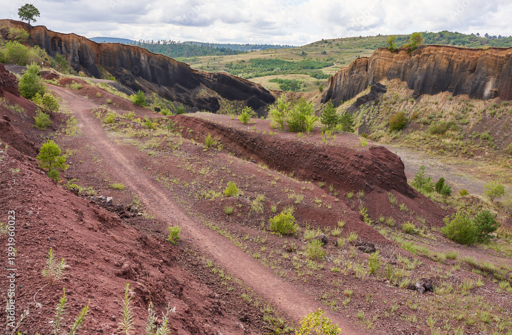 Volcanic canyon trail in Romania