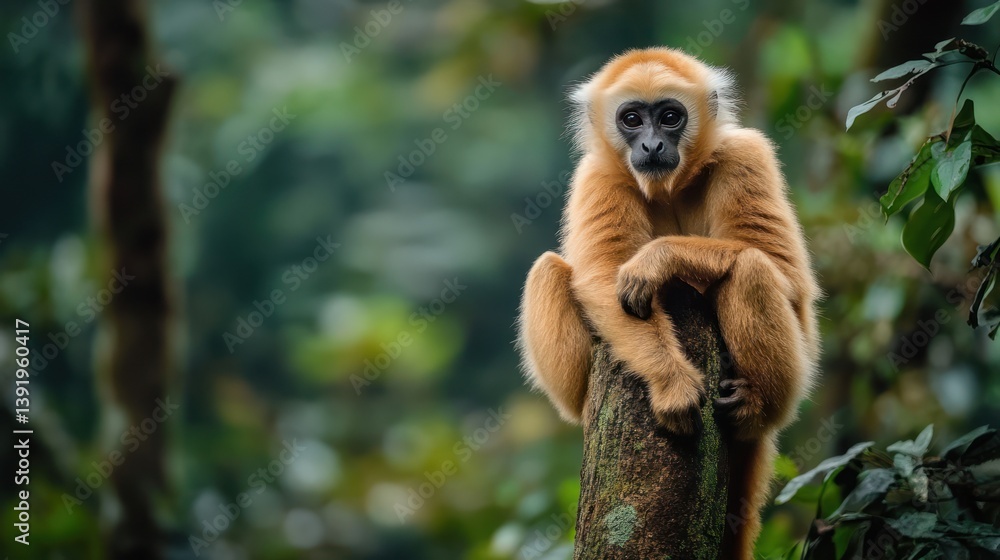 Golden Langur Monkey in Rainforest, Wildlife Portrait, Nature Scene, Jungle, Animal, Photo Golden Langur Monkey in Rainforest, Wildlife Portrait, Nature Scene, Jungle, Animal, Photo