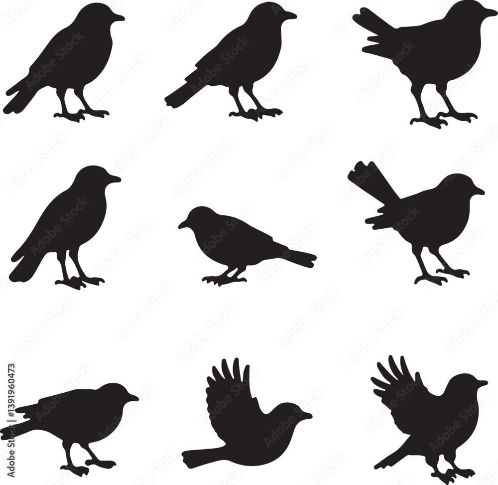 Obraz premium Create a bird vector art silhouette with white background.