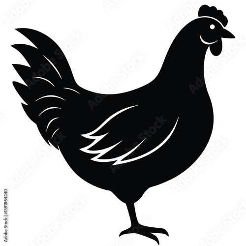 Chicken Silhouette, Vector EPS10 Illustration, Hen silhouette isolated on white background, Chicken hen silhouette isolated on white background, Flat vector Farm Animal illustration.