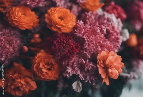 Wallpaper Mural design shop bouquet autumn orange magenta concept fall colorful pink flowers close background beautiful flower red florist floral composition colourful yellow holiday blossom natural beauty decor Torontodigital.ca