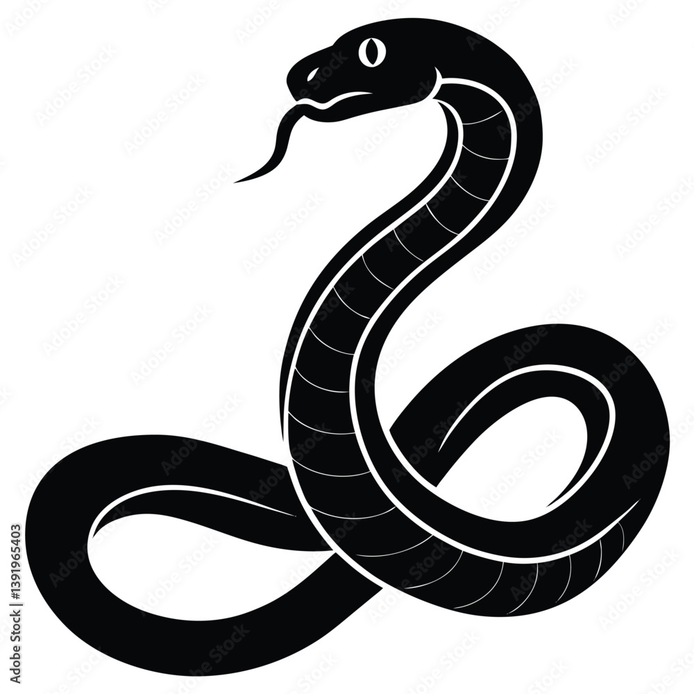 Obraz premium snake Black and white vector illustration animal silhouette for t shirt, black and white snake silhouette vector illustration, vector illustration of a snake silhouette isolated on white background.