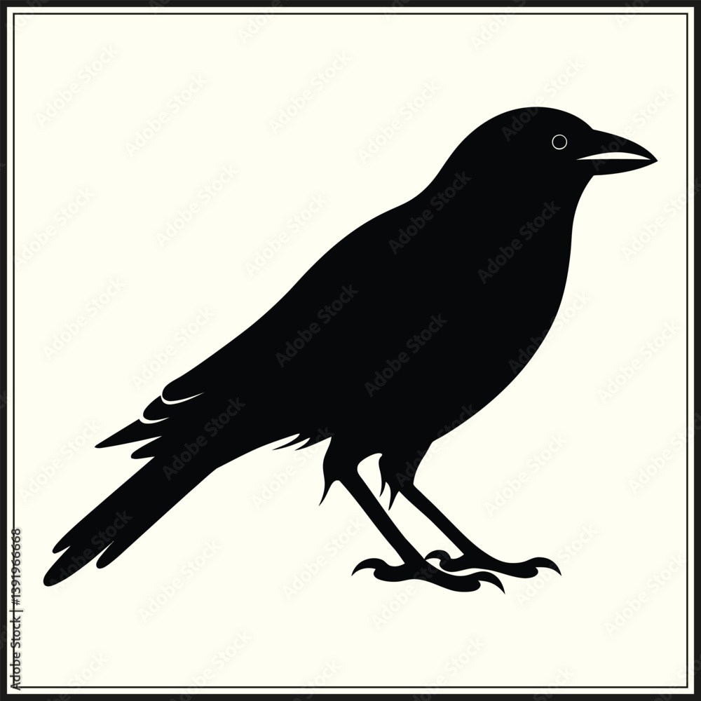 Fototapeta premium Crow Outline Silhouette, Nature Creature