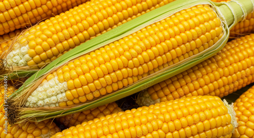 Corn on the Cob or Kernels Background, Top View – Yellow Maize Texture, Fresh Food Concept Corn on the Cob or Kernels Background, Top View – Yellow Maize Texture, Fresh Food Concept