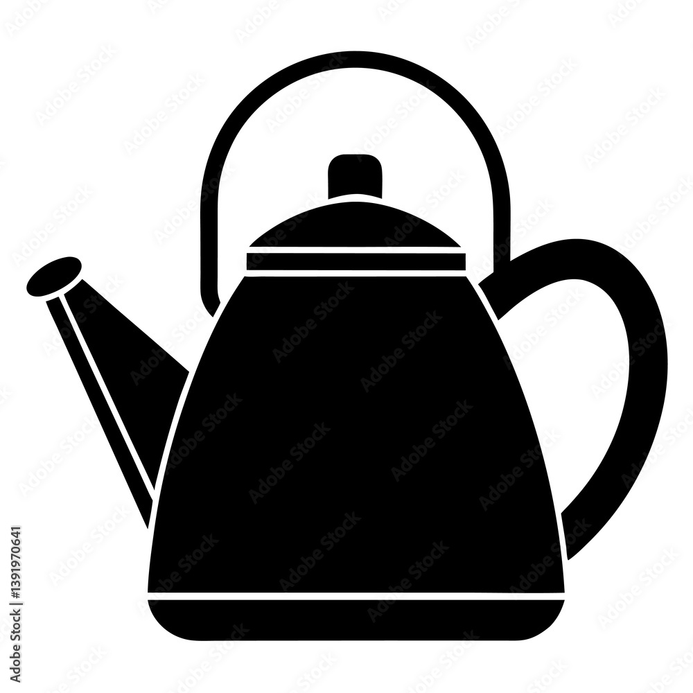 Obraz premium Tea Kettle Silhouette Vector Icon with White Background.