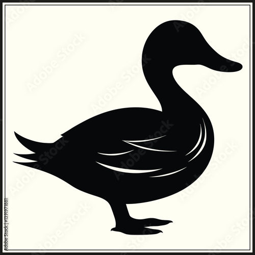 Silhouette of Duck, Pond Bird