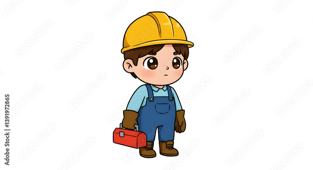 Boy cartoon wearing costume engineering Boy cartoon wearing costume engineering