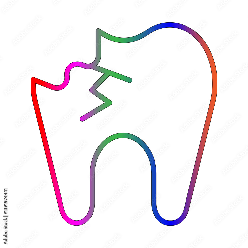 Obraz premium Broken tooth line gradient icon