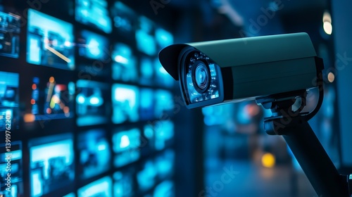 tech enabled security system with digital cctv cameras monitored by guard in control room ensuring safe network surveillance and real time observation